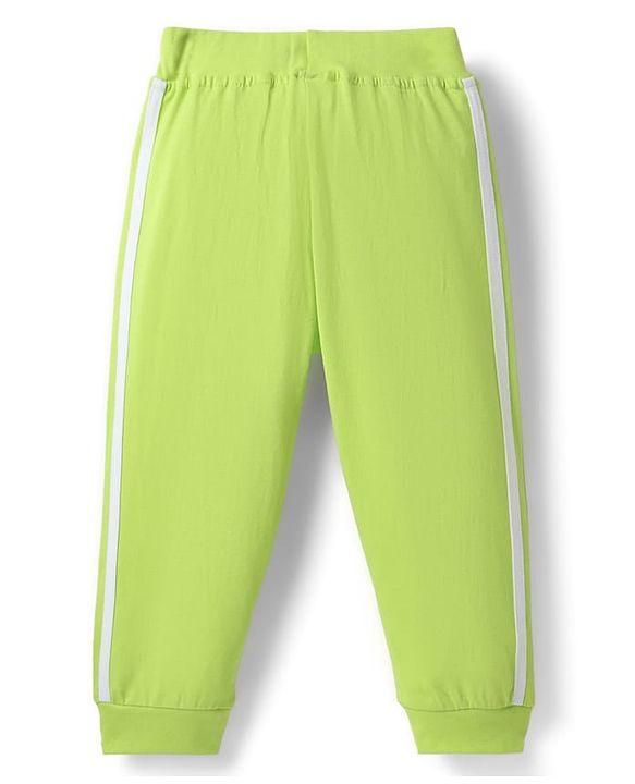 Babyhug Single Jersey Knit Lounge Pant Wit Dino Print & Tape Detailing Pack Of 2 - Blue & Light Green