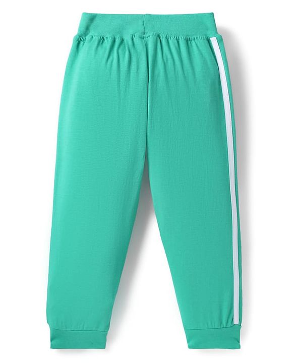 Babyhug 100% Cotton Single Jersey Knit Full Length Lounge Pants With Animal Print Pack Of 2 - Navy Blue & Sea Green