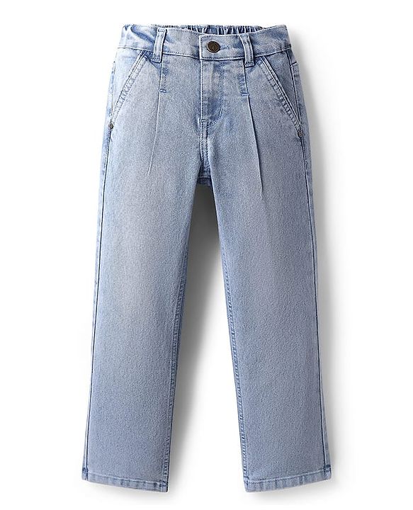 Pine Kids Woven Full Length Washed Denim Jeans - Light Blue