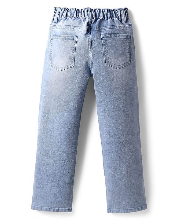 Pine Kids Woven Full Length Washed Denim Jeans - Light Blue