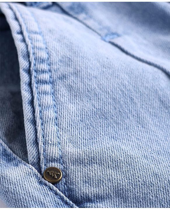 Pine Kids Woven Full Length Washed Denim Jeans - Light Blue