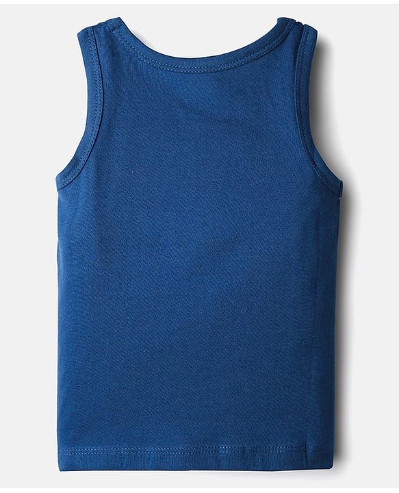 Babyhug 100% Cotton Single Jersey Knit Sleeveless Antibacterial Sando Vest with Stripe Design & Cars Print Pack of 3 - White Light Blue & Blue