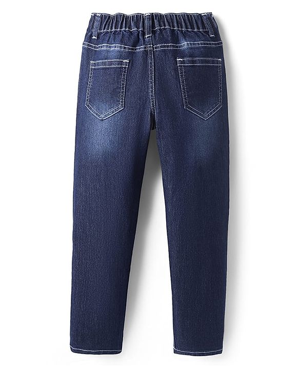 Pine Kids Woven Full Length Washed Denim Jeans - Navy Blue