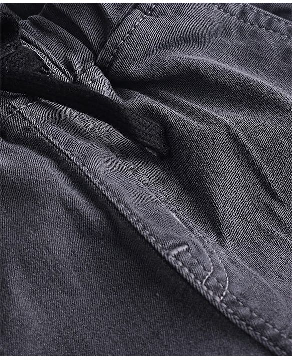 Pine Kids Woven Full Length Washed Denim Jeans With Cargo Pocket - Black