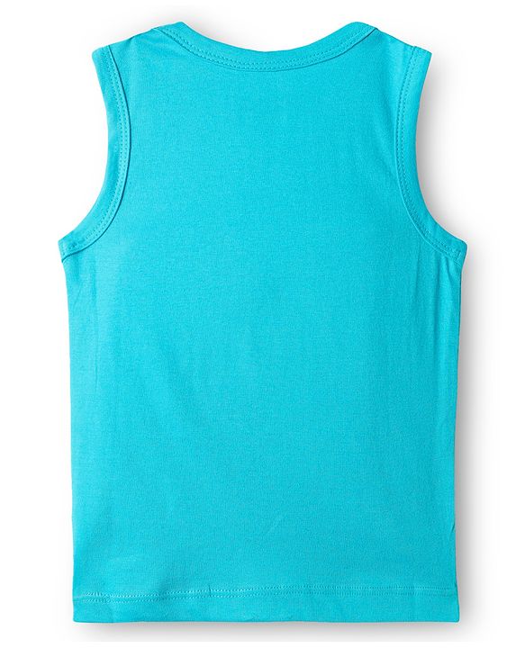 Babyhug 100% Cotton Knit Sleeveless Antibacterial Sando with Strips Stars & Shark Print Pack of 5 - Navy Blue & Orange