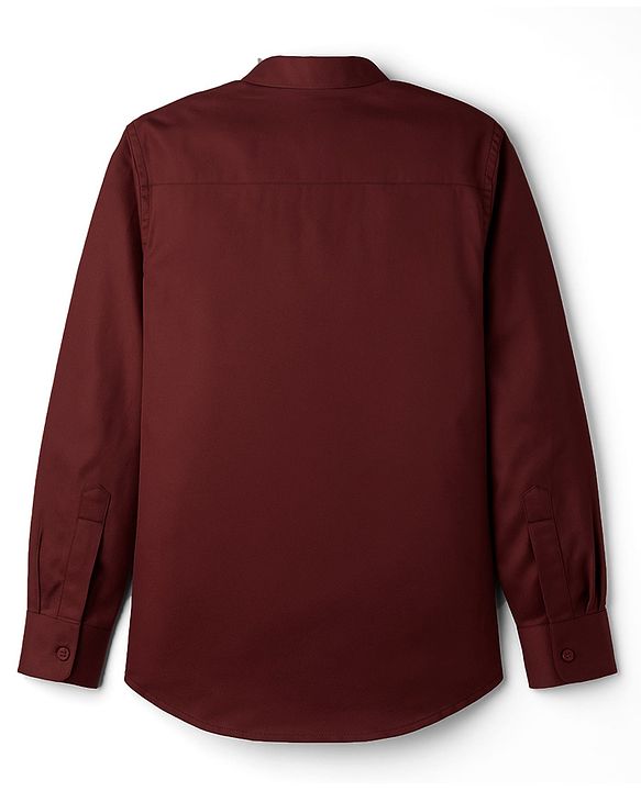 Pine Kids Cotton Woven Full Sleeves Solid Party Shirt - Maroon