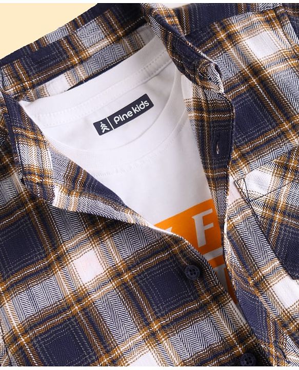 Pine Kids Cotton Knit Full Sleeves Checkered Shirt with Shirts - Multicolor