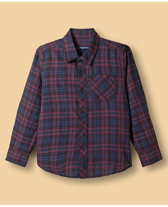 Pine Kids Cotton Woven Full Sleeves Checkered Shirt with Inner Tee - Multicolor