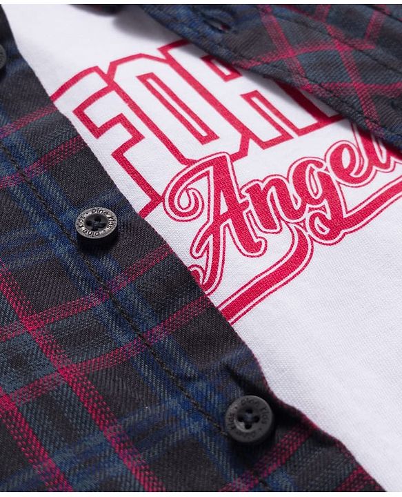 Pine Kids Cotton Woven Full Sleeves Checkered Shirt with Inner Tee - Multicolor