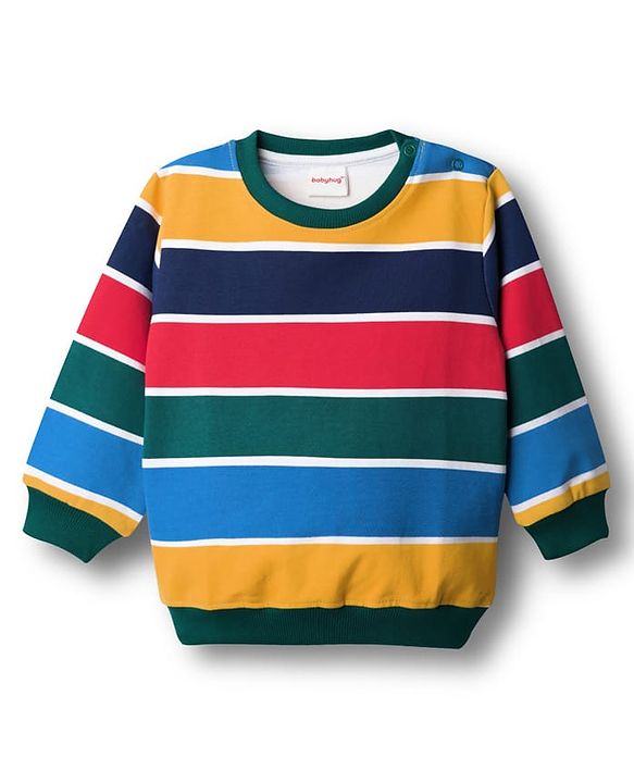 Babyhug Cotton Knit Full Sleeves Striped Pullover Sweatshirt with Tiger Print Pack of 2 - Navy Blue