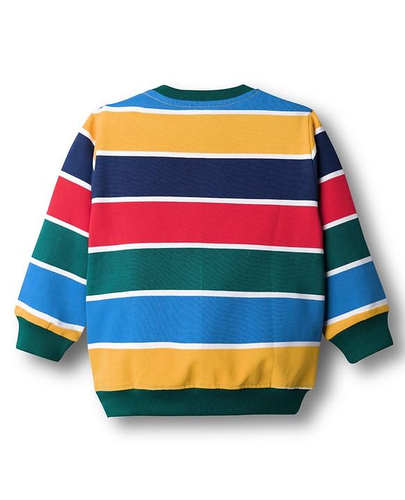 Babyhug Cotton Knit Full Sleeves Striped Pullover Sweatshirt with Tiger Print Pack of 2 - Navy Blue