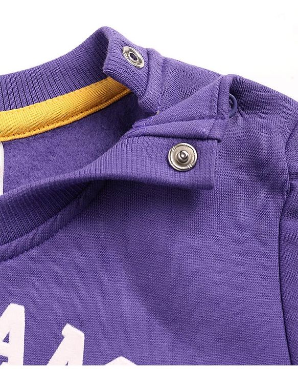 Babyhug Cotton Knit Full Sleeves Sweatshirt With Lion Graphics - Purple