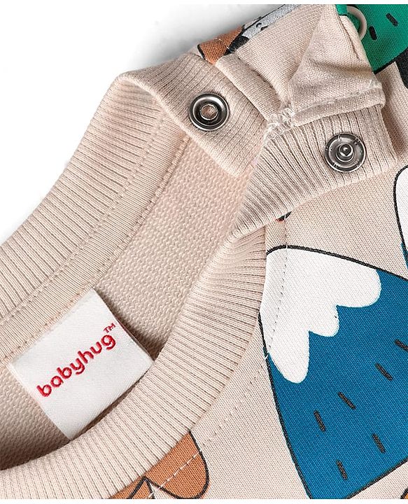 Babyhug Cotton Knit Full Sleeves Sweatshirts With Animal Graphics Pack of 2 - Green & Light Pink