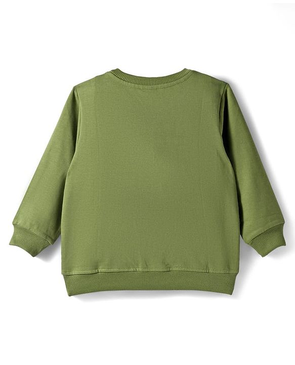 Babyhug Cotton Knit Full Sleeves Sweatshirts with Stripes & Adventure Text Print Pack of 2 - Yellow & Olive Green
