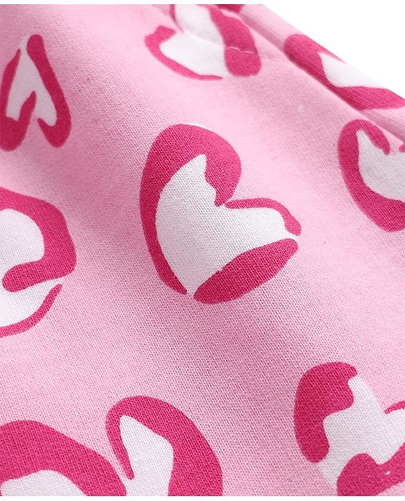 Pine Kids 100% Cotton Mid Thigh Shorts With Hearts Print - Pink