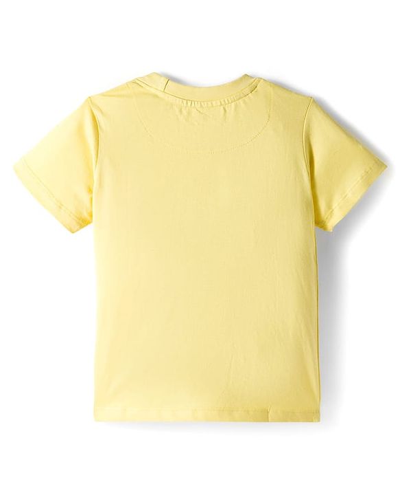 Pine Kids Cotton Knit Half Sleeves T-Shirt With Floral Print - Yellow