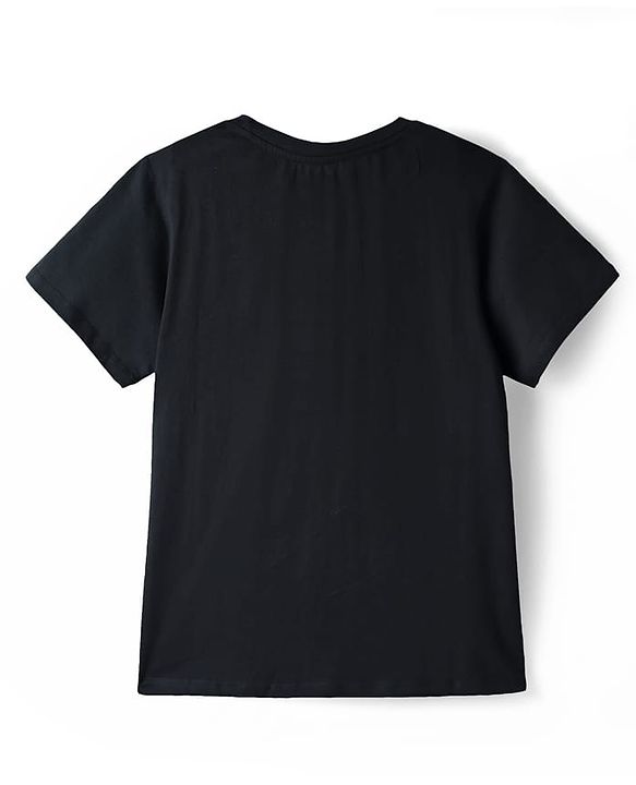 Pine Kids Cotton Knit Half Sleeves Oversized T-Shirts with Text Print - Black