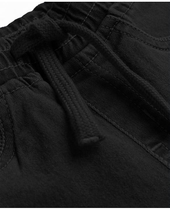 Babyhug Denim Full Length Jogger With Stretch & Animal Print - Black
