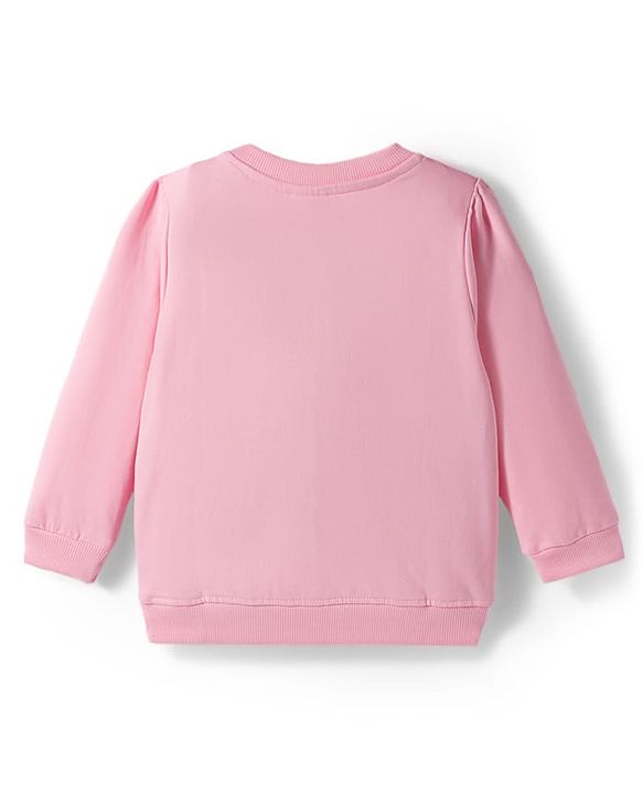 Babyhug 100% Cotton Knit Full Sleeves Sweatshirts with Heart Print & Applique Pack of 2 - Pink