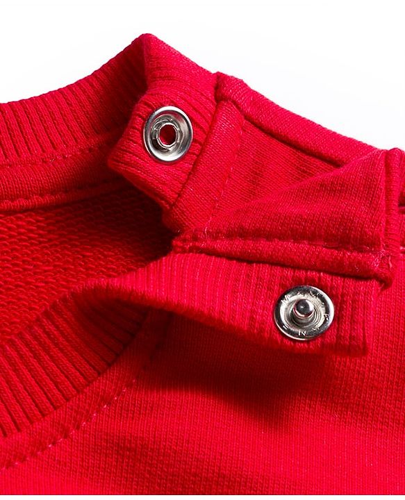 Babyhug Cotton Knit Full Sleeves Sweatshirt With Animal Applique & Text Print - Red