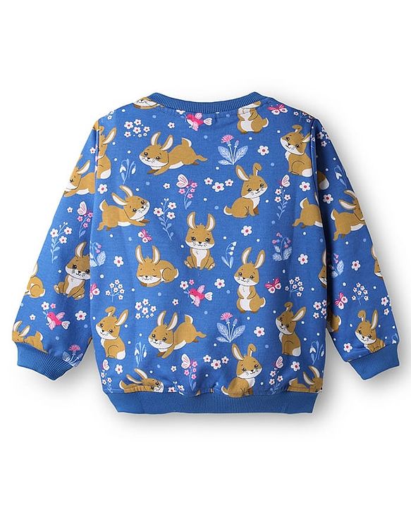 Babyhug Cotton Knit Full Sleeves Sweatshirts With Bunny Graphics Pack of 2 - Pink & Blue