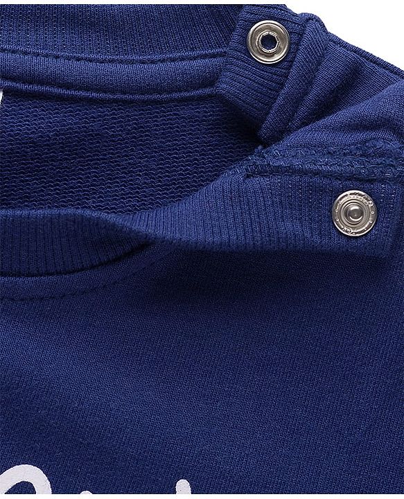 Babyhug Cotton Knit Full Sleeves Sweatshirts With Floral & Butterfly Graphics Pack of 2 - Navy Blue & White