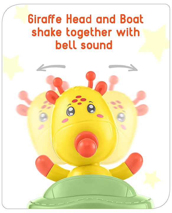 Babyhug Giraffe on Boat Roly Poly Toy |Push and Shake| Attachable Face with Rocking Base|Wobbling Bell Sounds For 6 Months+|  Child Safe Material| Gifting Toy| BIS Certified
