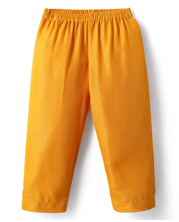 Babyhug Woven Full Sleeves Kurta Pajama With Printed Jacket - Mustard