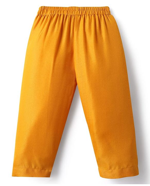 Babyhug Woven Full Sleeves Kurta Pajama With Printed Jacket - Mustard