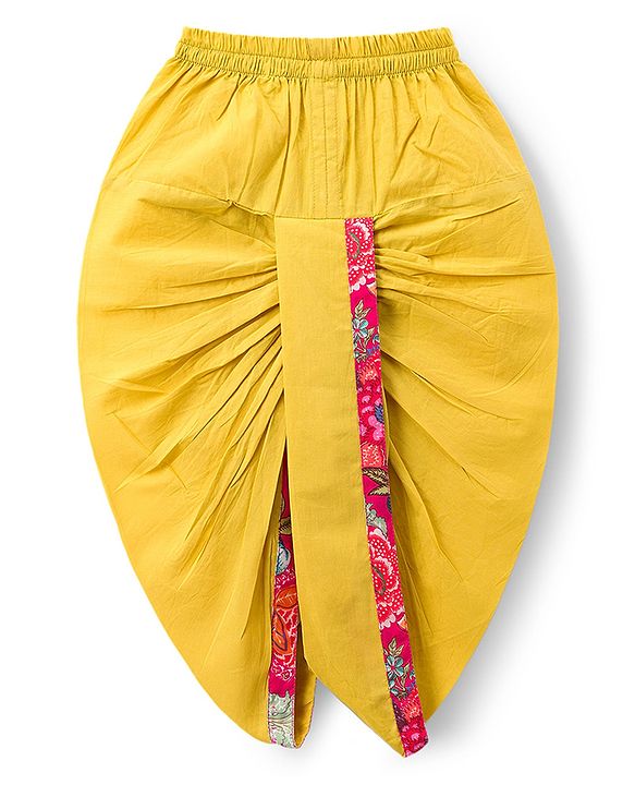 Babyhug 100% Cotton Woven Full Sleeves Floral Printed Kurta & Dhoti Set - Fuchsia & Green