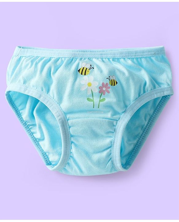 Babyhug 100% Cotton Knit Panties With Heart & Rainbow Print Pack of 3 - Pink Light Blue & White