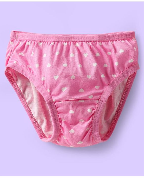 Babyhug 100% Cotton Knit Panties With Heart & Rainbow Print Pack of 3 - Pink Light Blue & White