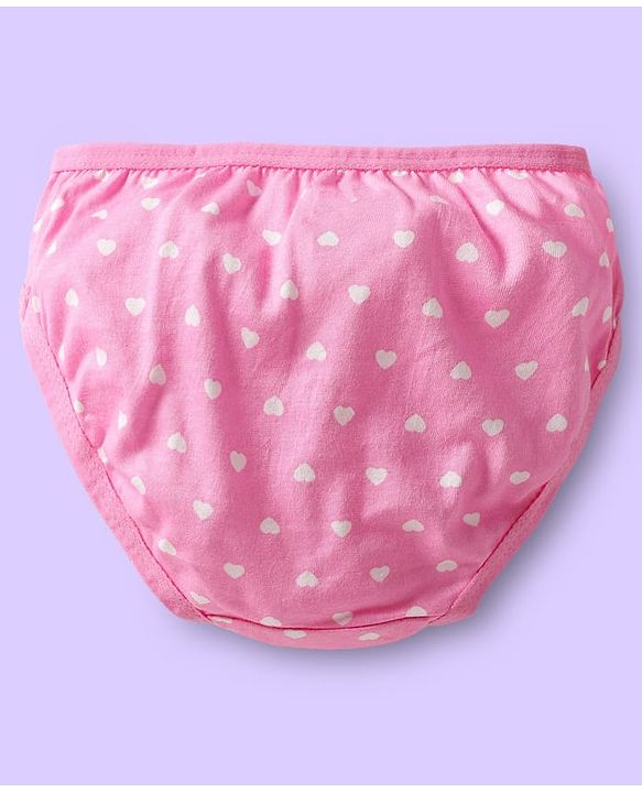 Babyhug 100% Cotton Knit Panties With Heart & Rainbow Print Pack of 3 - Pink Light Blue & White