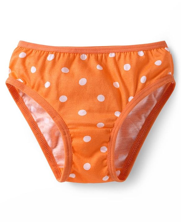 Babyhug 100% Cotton Knit Antibacterial Panties With Polka Dot & Tropical Theme Print Pack Of 3 - Orange Light Blue & Pink