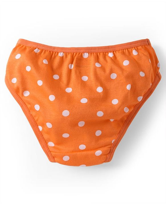 Babyhug 100% Cotton Knit Antibacterial Panties With Polka Dot & Tropical Theme Print Pack Of 3 - Orange Light Blue & Pink