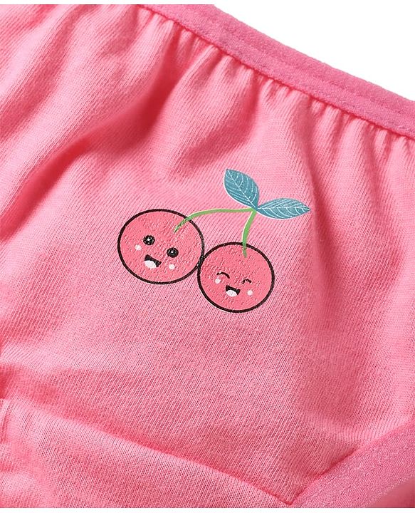 Babyhug 100% Cotton Knit Antibacterial Panties With Polka Dot & Tropical Theme Print Pack Of 3 - Orange Light Blue & Pink