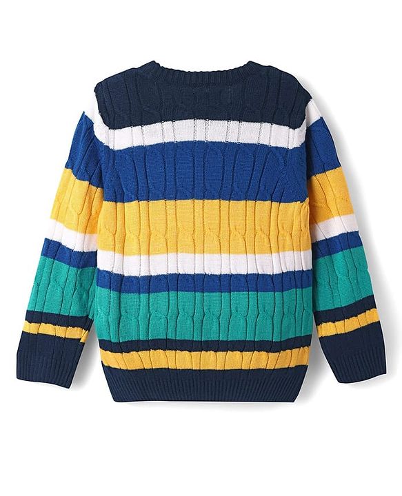 Pine Kids Knit Full Sleeves Pullover Sweater With Colour Block Design - Multi Colour