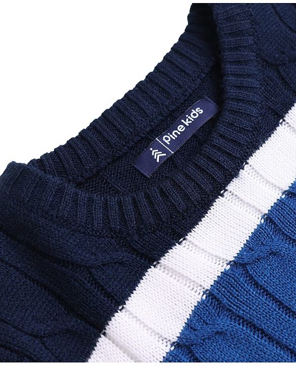 Pine Kids Knit Full Sleeves Pullover Sweater With Colour Block Design - Multi Colour
