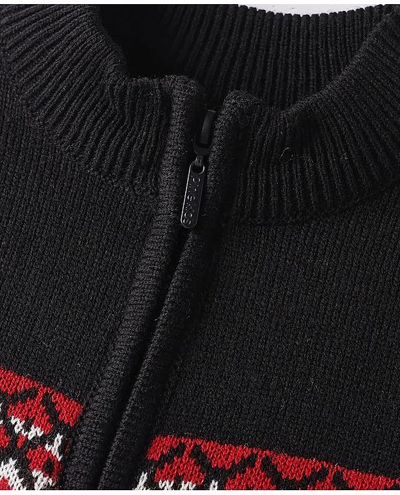 Pine Kids Knit Full Sleeves Pullover Sweater with Chevron Design - Red