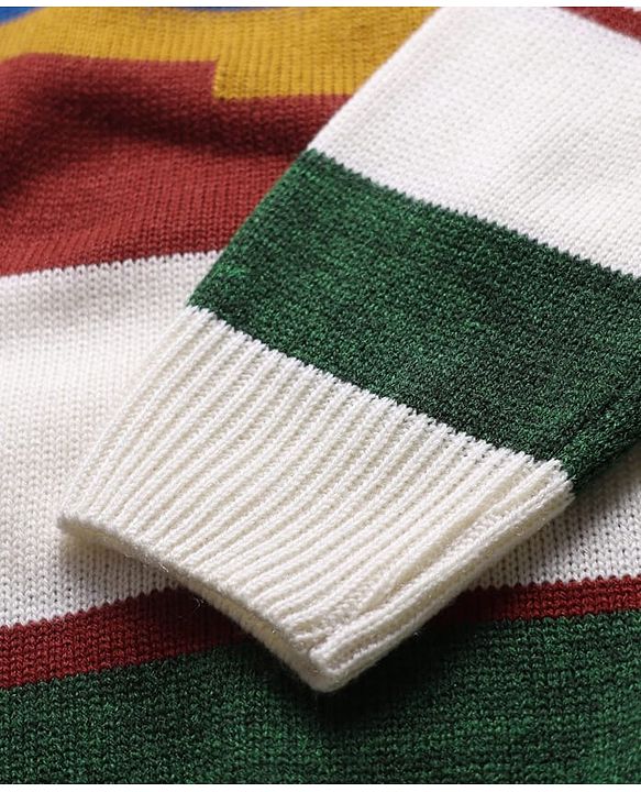 Pine Kids Knit Full Sleeves Pullover Sweater With Colour Block Design - Multi Colour