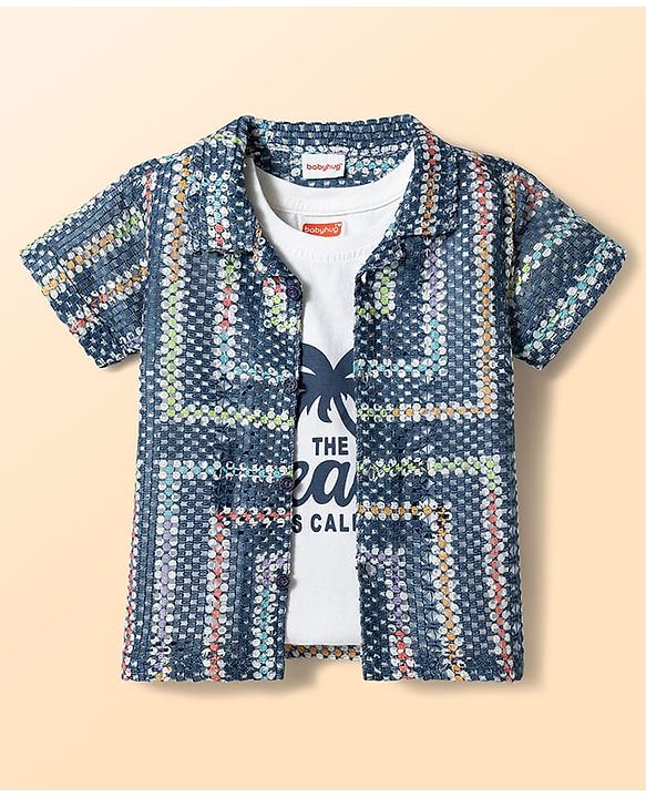 Babyhug Woven Half Sleeves Printed Shirt & Shorts With Inner Tee - Multicolor