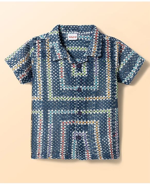 Babyhug Woven Half Sleeves Printed Shirt & Shorts With Inner Tee - Multicolor