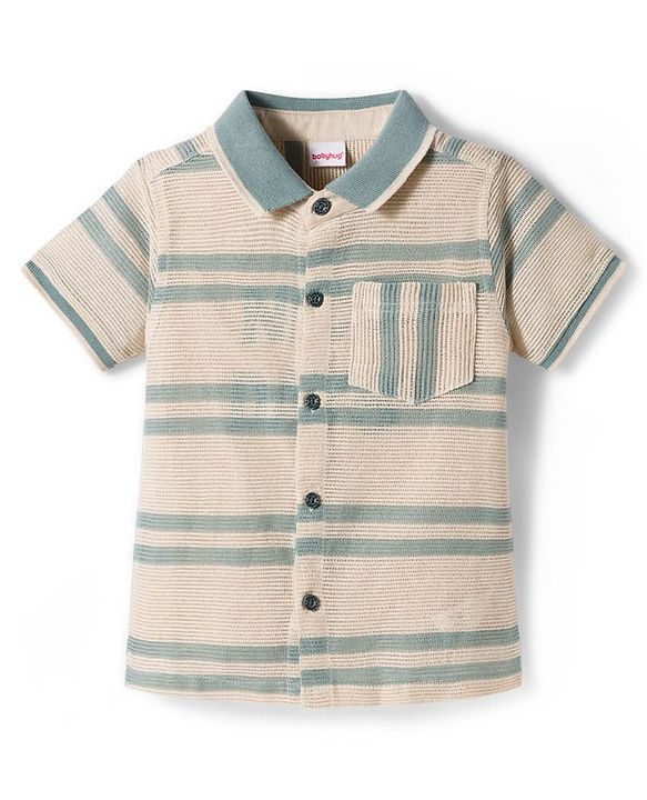 Babyhug Woven Half Sleeves Striped Shirt & Shorts Set with Inner Tee - Multicolor