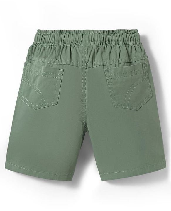 Babyhug Cotton Woven Half Sleeves Striped Shirt & Shorts Set - Green