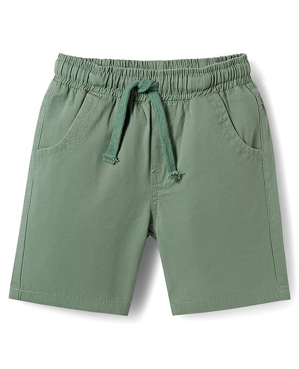 Babyhug Cotton Woven Half Sleeves Striped Shirt & Shorts Set - Green