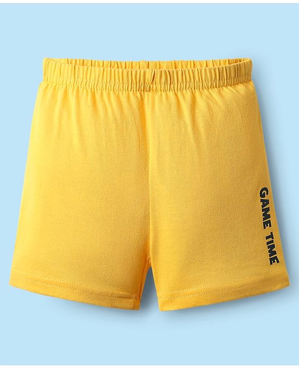 Babyhug 100% Cotton Single Jersey Knit Sleeveless Sando & Short Set With Animal Print - Yellow