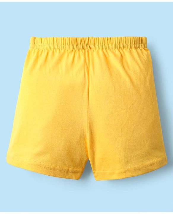 Babyhug 100% Cotton Single Jersey Knit Sleeveless Sando & Short Set With Animal Print - Yellow