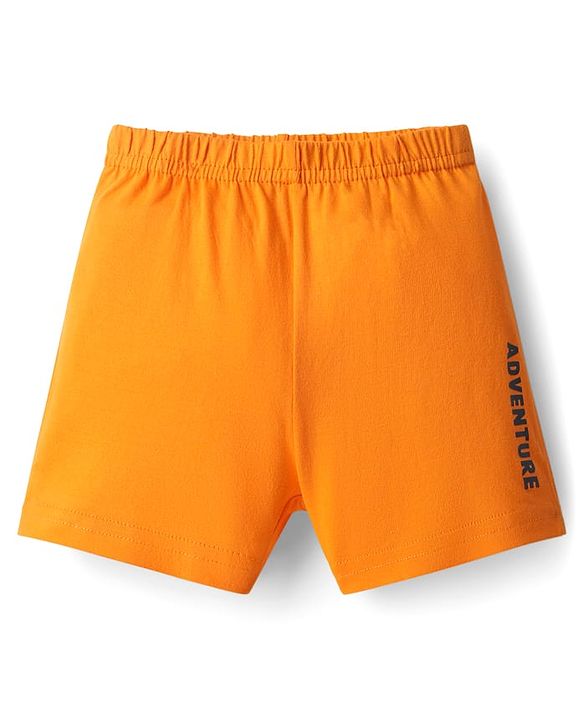 Babyhug 100% cotton Sleeveless Vests With Dino Print & Text Printed Shorts - Light Blue & Orange