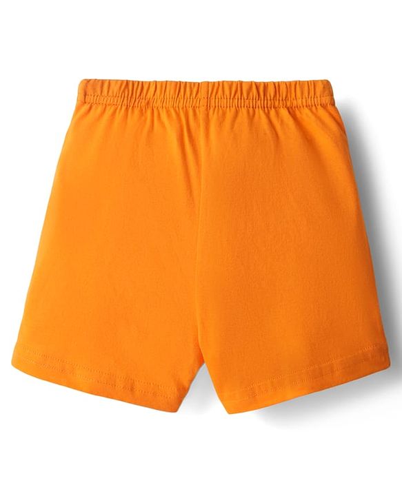 Babyhug 100% cotton Sleeveless Vests With Dino Print & Text Printed Shorts - Light Blue & Orange