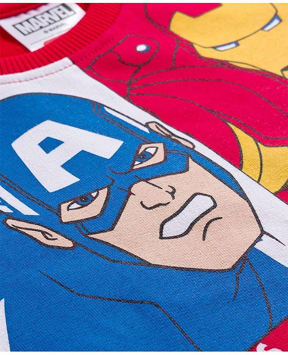 Babyhug Disney Terry Knit Drop Shoulder Full Sleeves Sweatshirt With Avengers Graphics - Red